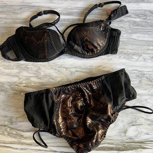 Agent Provocateur Goldtone, Snakeskin Bra & Nickers Set